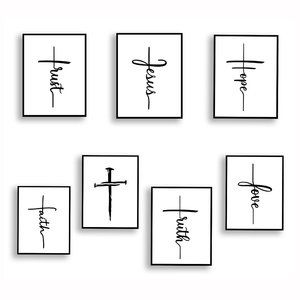 Inspirational Christian Wall Art Set of 7 prints Crosses of Jesus Christ 8.5x11